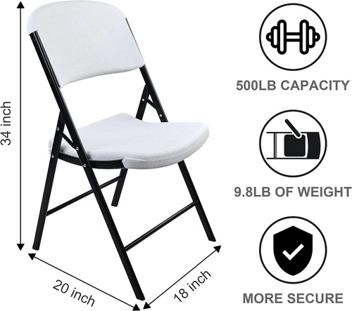 Signature Folding Plastic Chair with 500-Pound Capacity, White, 4-Pack by ModSavy