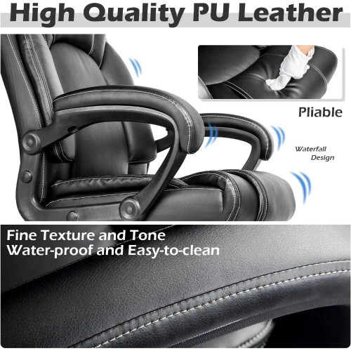 Humanspine Ergonomic Ergonomic Support Tilting Function Upholstered in Bonded Leather Black