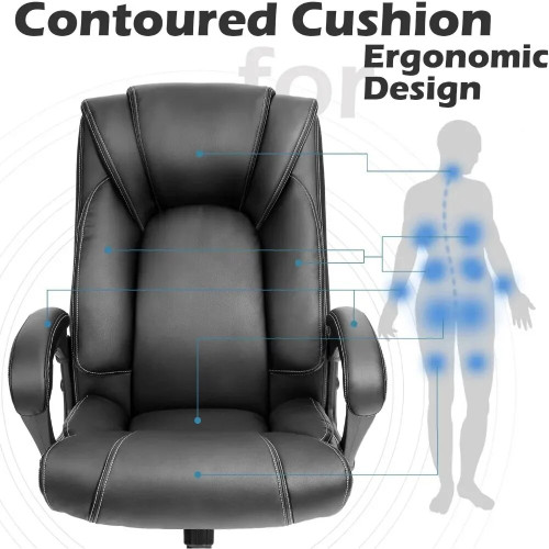 Humanspine Ergonomic Ergonomic Support Tilting Function Upholstered in Bonded Leather Black