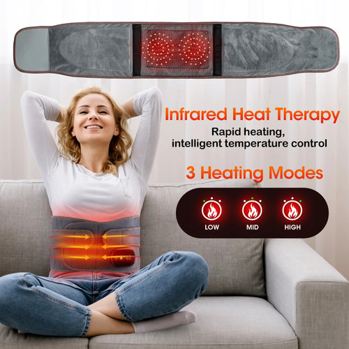 Electric Infrared Heating Waisted Massager for Pain Relief Vibration Hot Compress Massager Red Light Lumbar Back Support Brace 