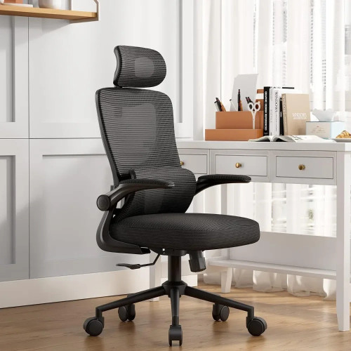 Office Chair Height-Adjustable Ergonomic Desk Chair with Lumbar Support, Breathable Mesh Computer Chair High Back Swivel Task 