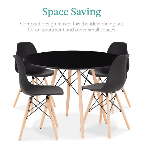 Product - 5-Piece Dining Set, Compact Mid-Century Modern Table & Chair Set for Home On Black (AX-Black