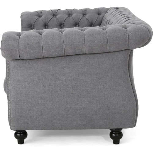 New Traditional Chesterfield Loveseat Sofa, Gray