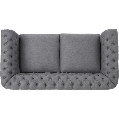 Traditional Chesterfield Loveseat Sofa, Gray