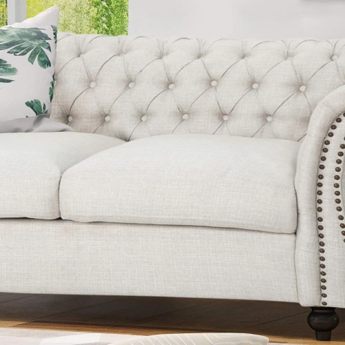 Traditional Chesterfield Loveseat Sofa, White