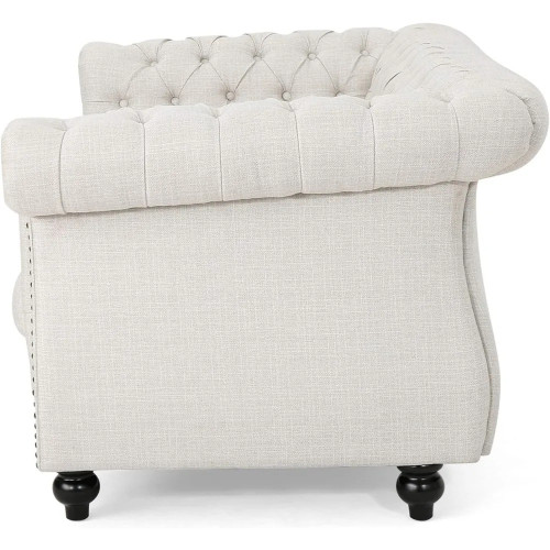 Traditional Chesterfield Loveseat Sofa, White