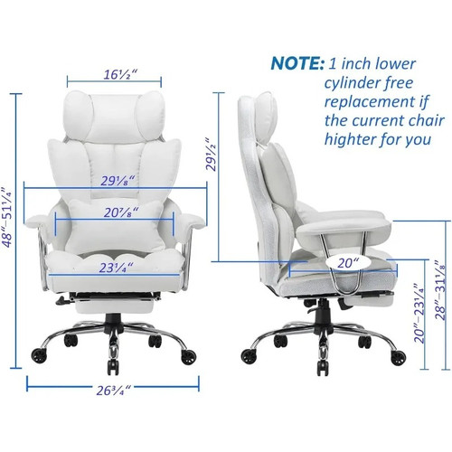 Humanspine 400lb Big and Tall Office Chair PU Leather Computer Executive Chair with Leg Rest and Lumbar Support