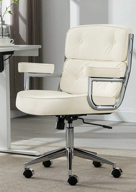 Humanspine Ames Office Chair Leather Computer Executive / Conference Room Chair In White