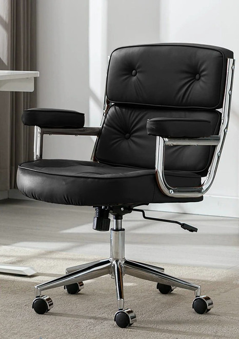 Humanspine Ames Office Chair Leather Computer Executive / Conference Room Chair In Black