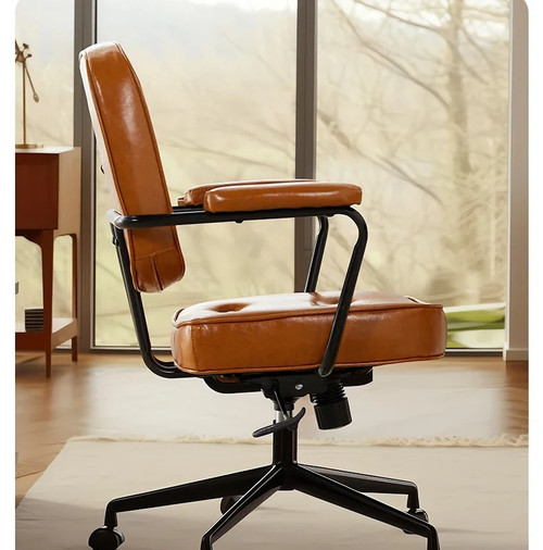 Humanspine Vets Office Chair Leather Desk or Conference Room Chair In Brown