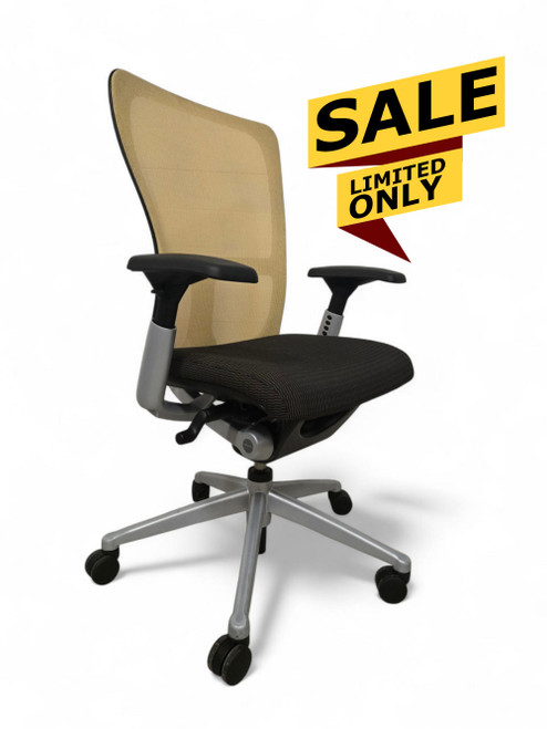 Haworth Zody Chair, Titanium Frame, Adjustable Arms, - Yellowish