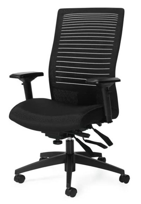 Global Loover Mesh High Back Weight Sensing Synchro-Tilter Chair all Black