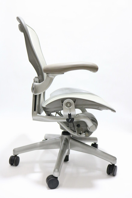 Herman Miller Aeron Chair, Mineral, Size B, Fully Adjustable Arms, Tilt Limiter and Seat Angle, Adjustable Lumbar Pad