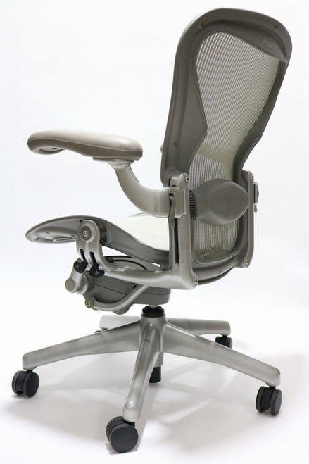 Herman Miller Aeron Chair, Mineral, Size B, Fully Adjustable Arms, Tilt Limiter and Seat Angle, Adjustable Lumbar Pad