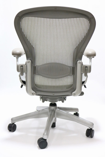 Herman Miller Aeron Chair, Mineral, Size B, Fully Adjustable Arms, Tilt Limiter and Seat Angle, Adjustable Lumbar Pad