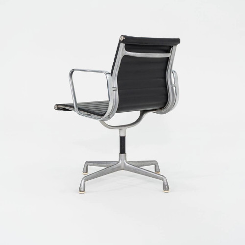 Herman Miller Aluminum Management Side Chairs in Black Leather 4 In Stock 