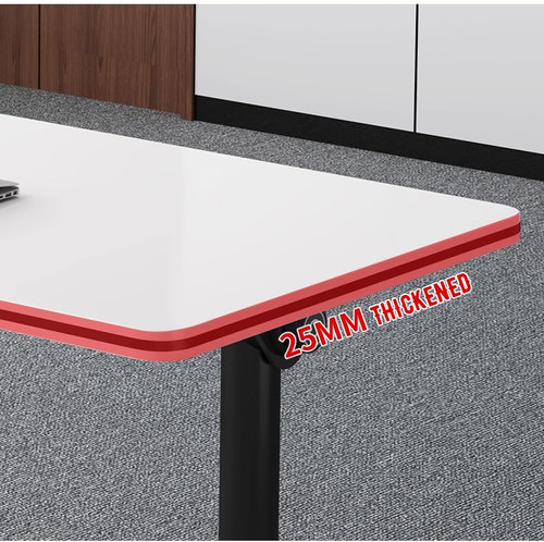 Conference Table Foldable Meeting Tables, Mobile Training Table with Wheels, Flip Top Rolling Seminar Meeting Table for Office, Meeting Room, Natural Wood Color