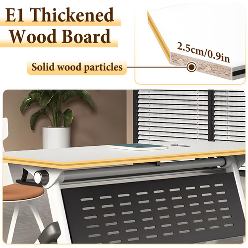 Conference Room Table, Folding Training Table, Mobile Meeting Station with Silent Wheels, Flip Top Large Meeting Seminar Desk, for Office, Company, School, Classroom