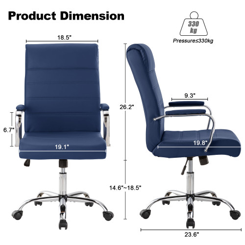 Modern Office Desk Chair, Conference Room Chairs, High Back Ergonomic Home ofiice Chair, Adjustable Height Swivel Executive Computer Chair with Padded Seat and Armrest (Blue)
