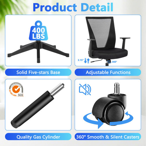 Home Office Chair Ergonomic Desk Chair Mesh Computer Chairs with Armrests Executive Rolling Wheels Swivel Heavy Duty Chairs Office, Home, Black 2 Pack