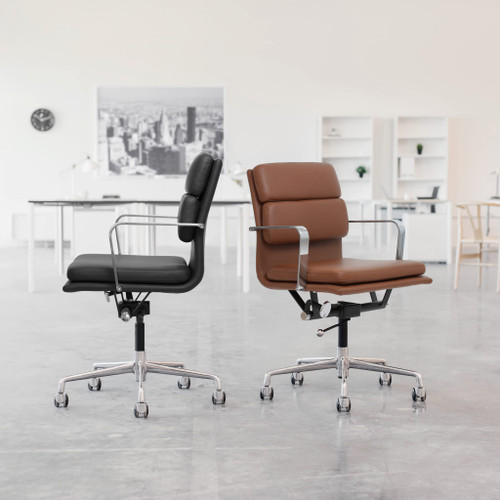 SOHO II Padded Management Office Chair - Mid Back Desk Chair with Arm Rest, Swivel & Cushion Availability, Made of Poly-Cotton Fabric, Charcoal Fabric, Computer Chair