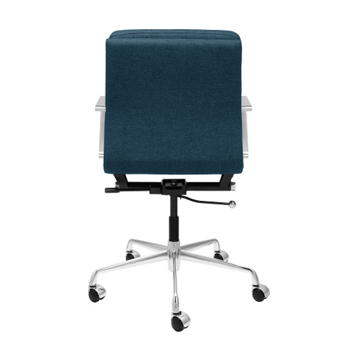 SOHO II Padded Management Office Chair - Mid Back Desk Chair with Arm Rest, Swivel & Cushion Availability, Made of Poly-Cotton Fabric, Dark Blue Fabric, Computer Chair
