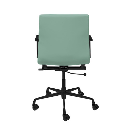 SOHO II Padded Management Office Chair - Mid Back Desk Chair with Arm Rest, Swivel & Cushion Availability, Made of Faux Leather, Sage Green with Black Frame, Computer Chair