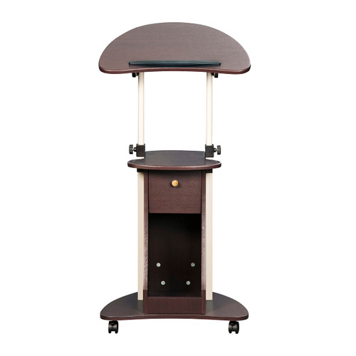 Sit-to-Stand Rolling Adjustable Storage Medical Laptop Computer Cart, Chocolate, B005
