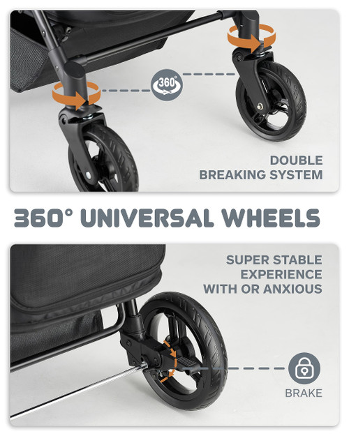 Medium Dog Stroller for Large Dogs, pet Stroller for Medium Dogs Up to 66lbs, All-Terrain with Adjustable Handle & Canopy, Sun Shades, Storage Organizer, Waterproof Oxford Fiber