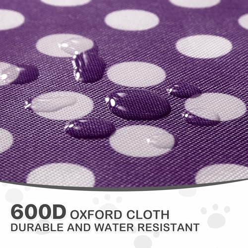 3 Wheels Pet Dog Cat Stroller for Small Medium Dogs Cats, Foldable Jogger Stroller w/Storage Basket and Cup Holder, Purple Polka Dots