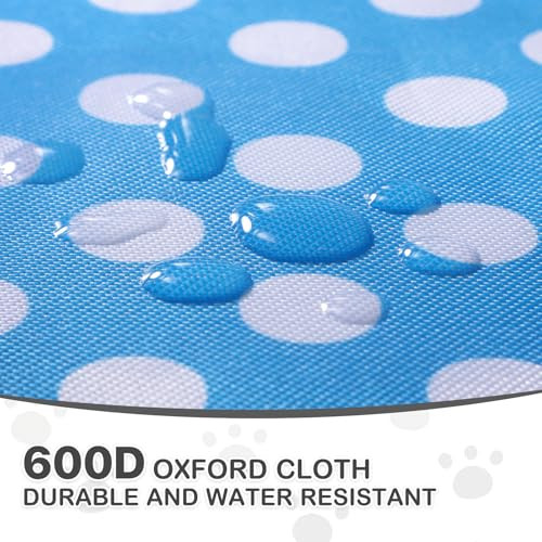 3 Wheels Pet Dog Cat Stroller for Small Medium Dogs Cats, Foldable Jogger Stroller w/Storage Basket and Cup Holder, Sky Blue Polka Dots