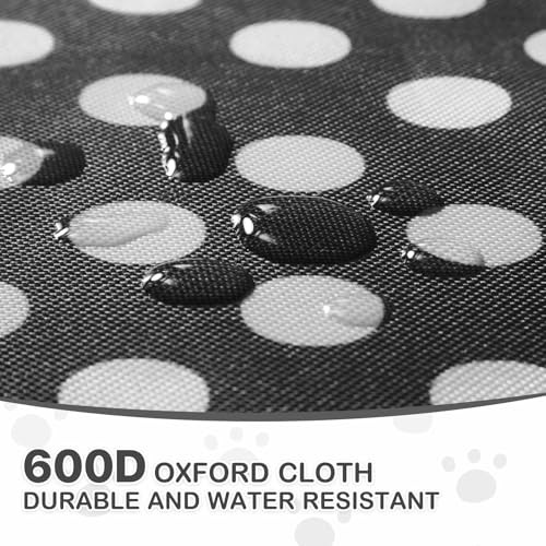 3 Wheels Pet Dog Cat Stroller for Small Medium Dogs Cats, Foldable Jogger Stroller w/Storage Basket and Cup Holder, Black Polka Dots