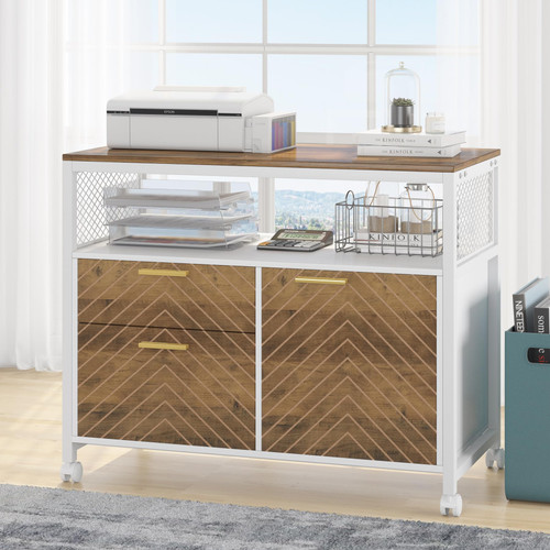 Office Desk with Drawers Sets, 63 inches L Shaped Computer Desk with Mobile File Cabinet,Big Executive Desk for Home Office Furniture Sets (Light Walnut, 63-inch)