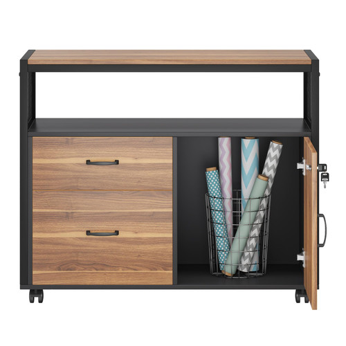 63" Executive Desk with Reversible File Cabinet, Large L-Shaped Office Desk with Drawers, Business Furniture Workstation for Home Office