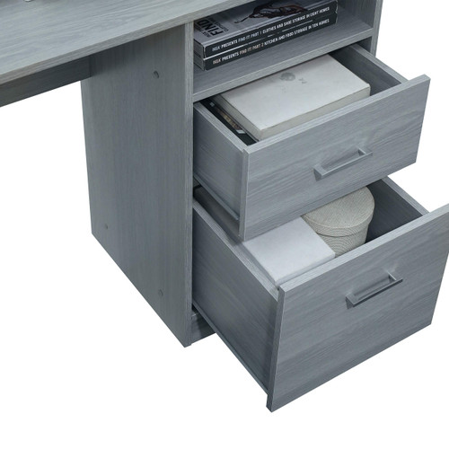 Functional L-Shaped Computer Desk with storage, L is ⁠59.5" wide x 59.5" Long, Grey