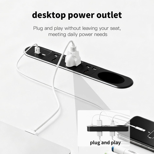 Writing Computer Desk, 60-Inch Large Executive Desk Office Workstation with Chrome-Plated Legs and Built-in Power Outlet, Writing Table Business Furniture, Modern Minimalist Style for Home Office