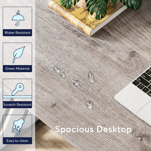 55 Inch Large Simple Industrial Computer Desk Study Writing Table Home Office Workstation, Grey