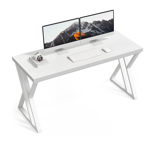 55 Inch Large Simple Industrial Computer Desk Study Writing Table Home Office Workstation, White