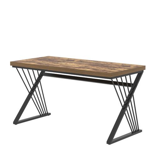 Home Office Desk, Modern Wood and Metal Computer Desk, Simple Writing Work PC Desks for Bedroom, Industrial Study Gaming Table for Living Room, Rustic Brown, 53 Inch