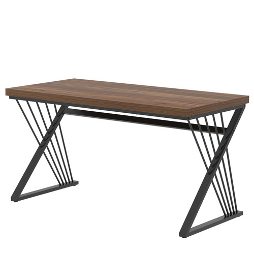 Computer Desk for Home Office Workstation, Modern Writing Study Work Table, PC Gaming Table for Bedroom Living Room, Rustic Walnut, 53 Inch