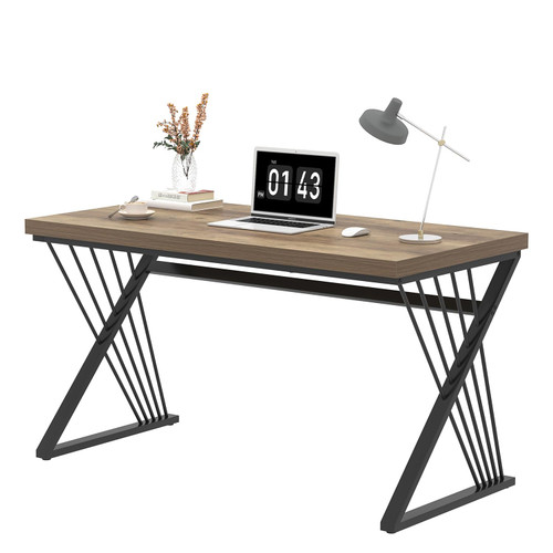 Computer Desk, Modern Home Office Desk, Industrial Wood and Metal Study Writing Work PC Table for Bedroom Living Room, Rustic Oak, 47 Inch