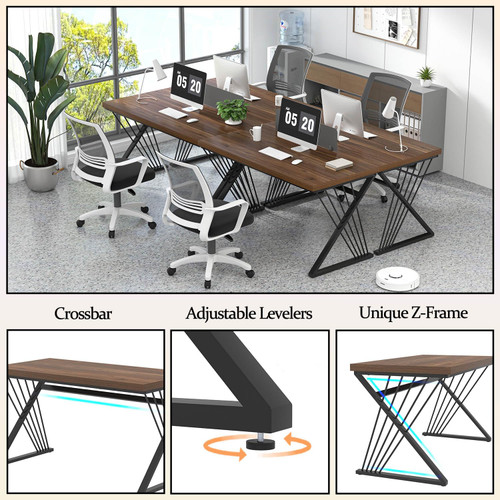 Home Office Desks, Modern Wood and Metal Writing Study Work Table, Industrial Computer Desk for Bedroom Living Room, Rustic Walnut, 47 Inch