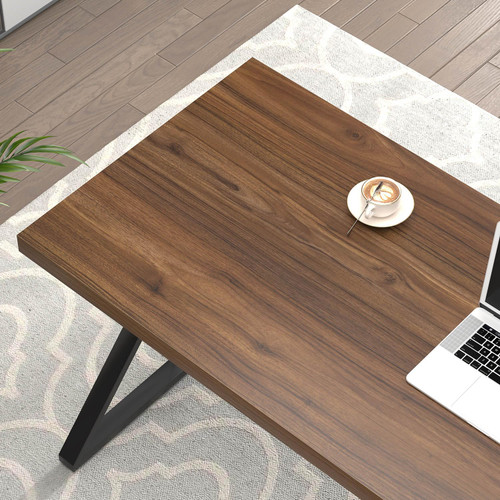 Home Office Desks, Modern Wood and Metal Writing Study Work Table, Industrial Computer Desk for Bedroom Living Room, Rustic Walnut, 47 Inch