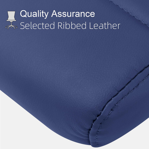 Armless Office Desk Chair, Mid Back Ergonomic Swivel Conference Room Chair, Adjustable Height PU Leather Home Desk Chair, Modern Small Rolling Computer Task Chair, Navy Blue