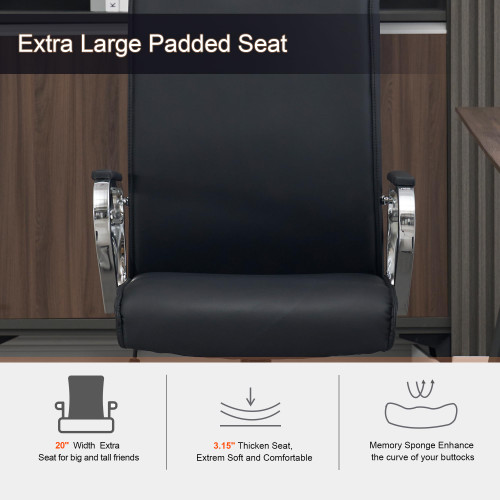 Office Desk Chair, Ergonomic Leather Modern Conference Room Chairs, Executive Height Adjustable Swivel Rolling Chair for Home Office.