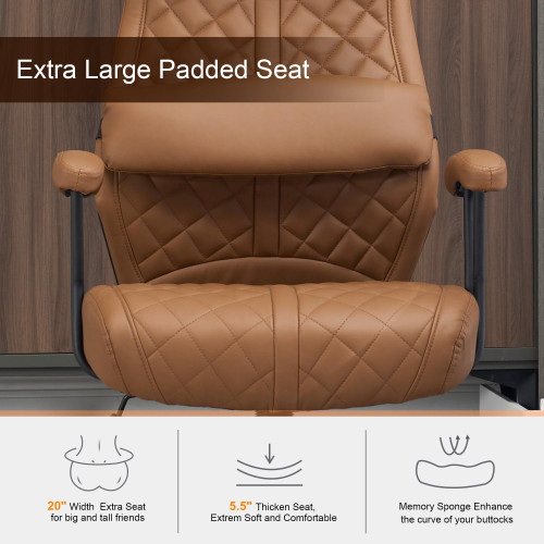 Modern Leather Office Chair, High Back Conference Room Chairs Mid-Century Reclining Office Chairs with Removable Pillow, Padded Executive Office Chair for Home, Office!