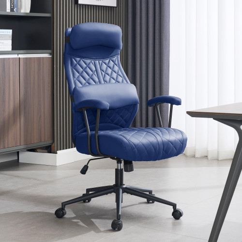 Modern Leather Office Chair, High Back Conference Room Chairs Mid-Century Reclining Office Chairs with Removable Pillow, Padded Executive Office Chair for Home, Office!!