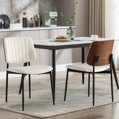 Fabric Dining Chairs Set of 4, Mid Century Modern Dining Chairs with Bentwood Backrest and Upholster Seat,Armless Kitchen Chairs with Metal Legs Adjustable Foot for Dining Room(Grey Bentwood)