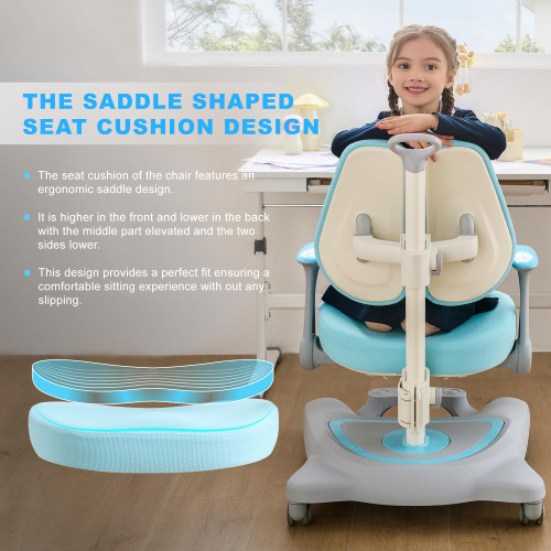 Desk Chair,Ergonomic Chair: Height-Adjustable, Double Back Support – Multifunctional for Study/Work/Dining | Ideal for Kids, Petite Adults – Ultra-Comfy (Bedrooms, Schools, Offices)(Blue)