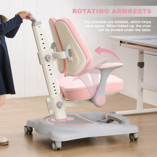 Desk Chair, Ergonomic Chair: Height-Adjustable, Double Back Support – Multifunctional for Study/Work/Dining | Ideal for Kids, Petite Adults – Ultra-Comfy (Bedrooms, Schools, Offices)(Pink)